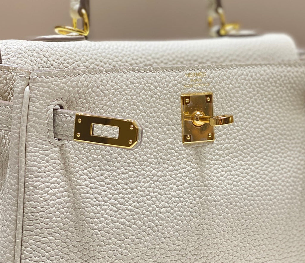 HM MINI KELLY 20CM CUIR TOGO CRÈME QUINCAILLERIE DORÉ