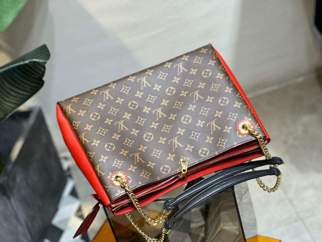 SURENE MM 36CM TOILE MONOGRAMME MARRON ROUGE 