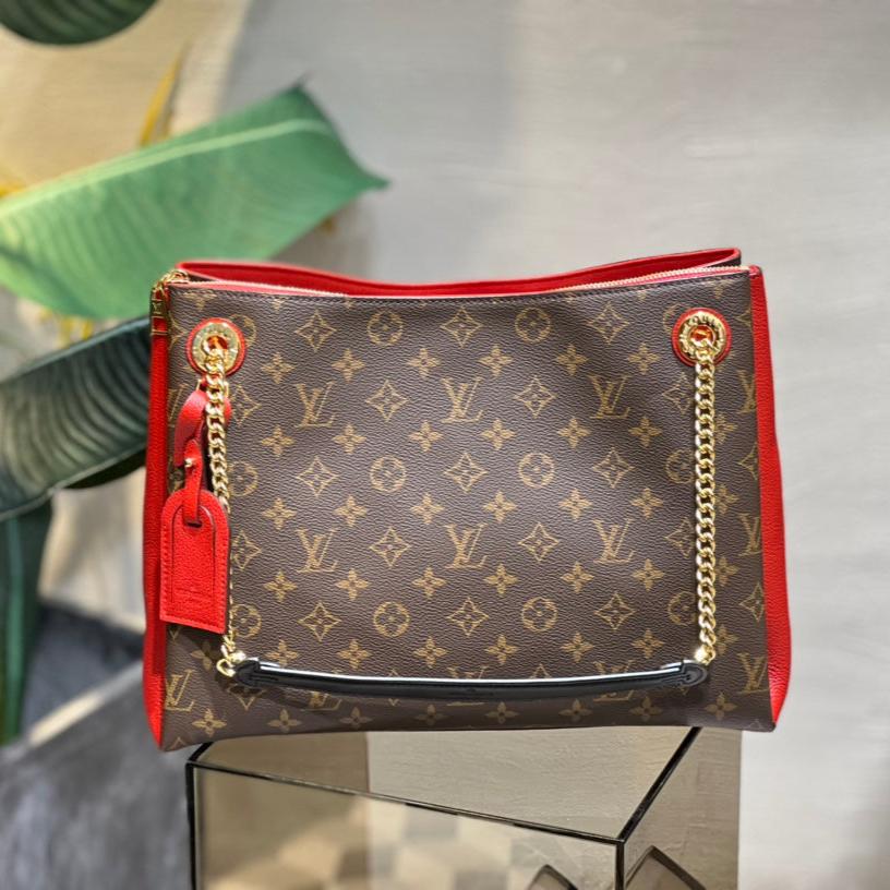 SURENE MM 36CM TOILE MONOGRAMME MARRON ROUGE 