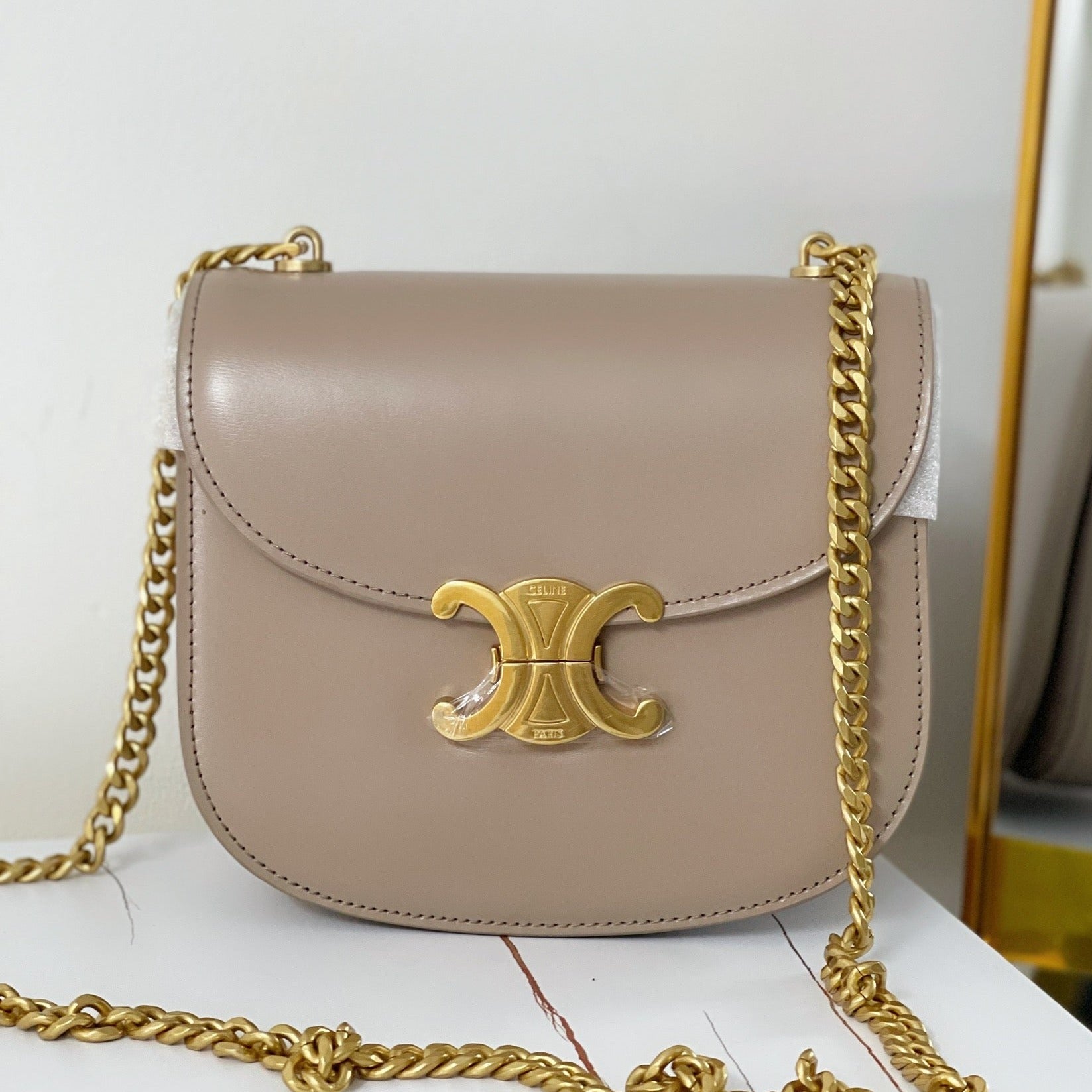 SAC DE SELLE TRIPHOME 19 EN CUIR DE VEAU VIOLET ORCHIDÉE