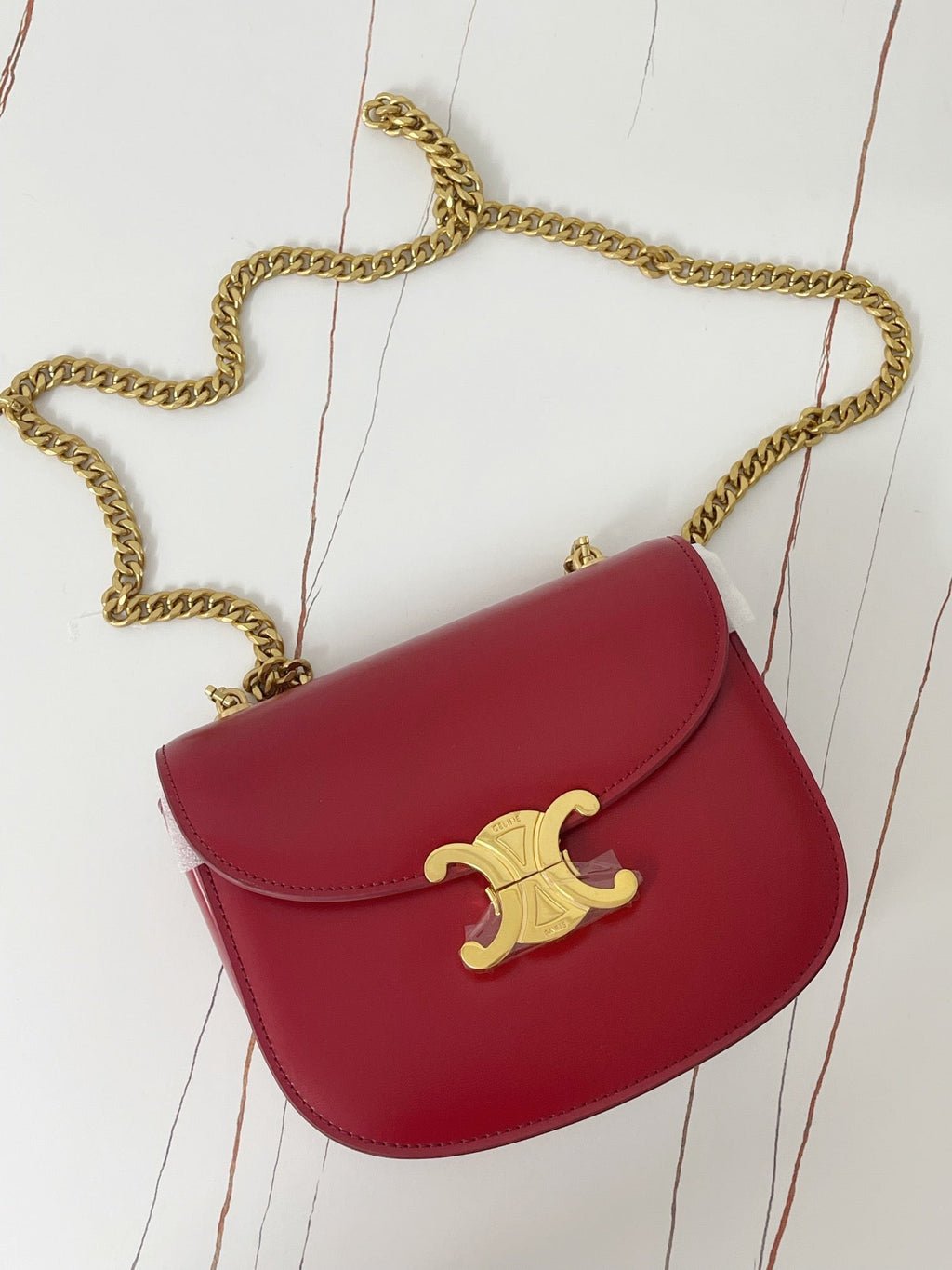 SAC DE SELLE TRIPHOME 19 EN CUIR DE VEAU ROUGE CERISE