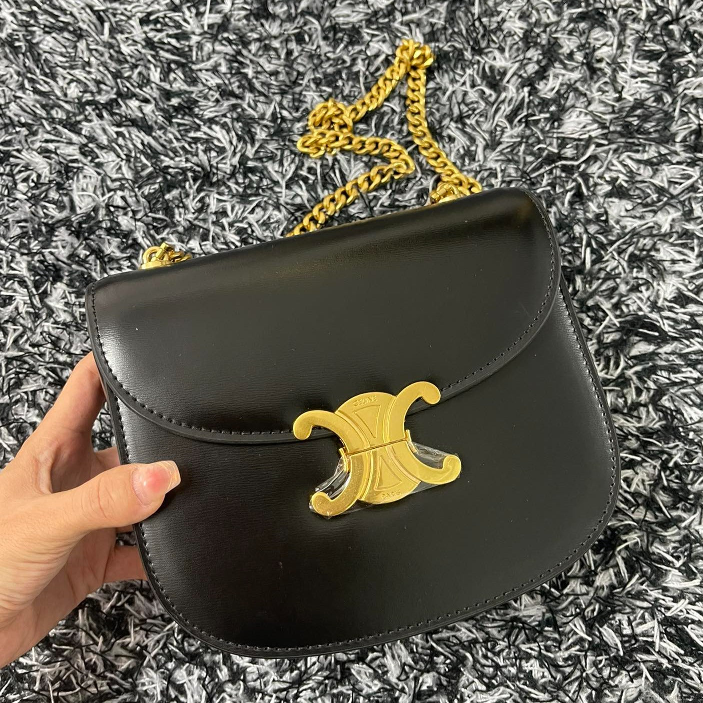 SAC DE SELLE TRIPHOME 19 EN CUIR DE VEAU NOIR
