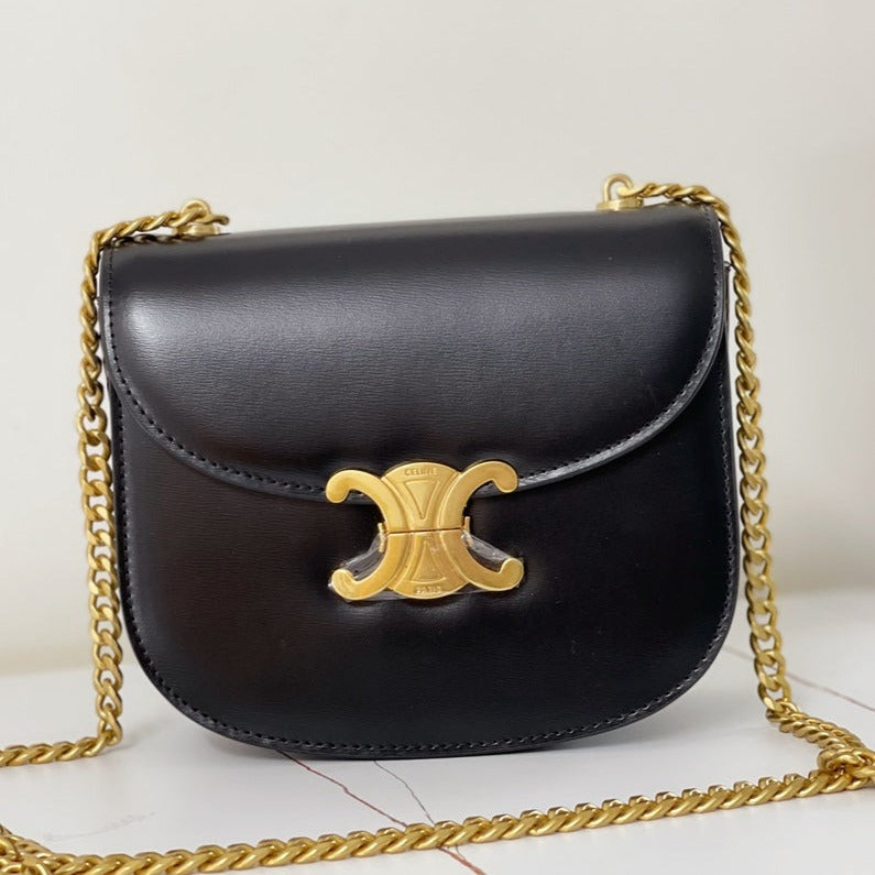 SAC DE SELLE TRIPHOME 19 EN CUIR DE VEAU NOIR
