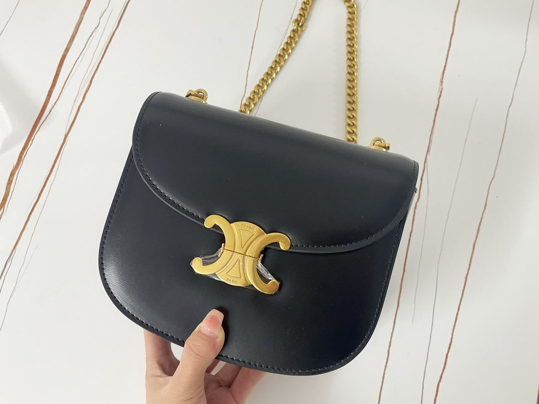 SAC DE SELLE TRIPHOME 19 EN CUIR DE VEAU NOIR