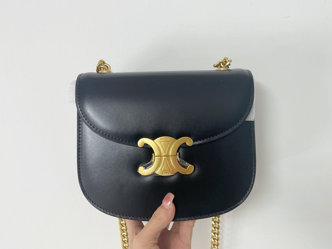 SAC DE SELLE TRIPHOME 19 EN CUIR DE VEAU NOIR
