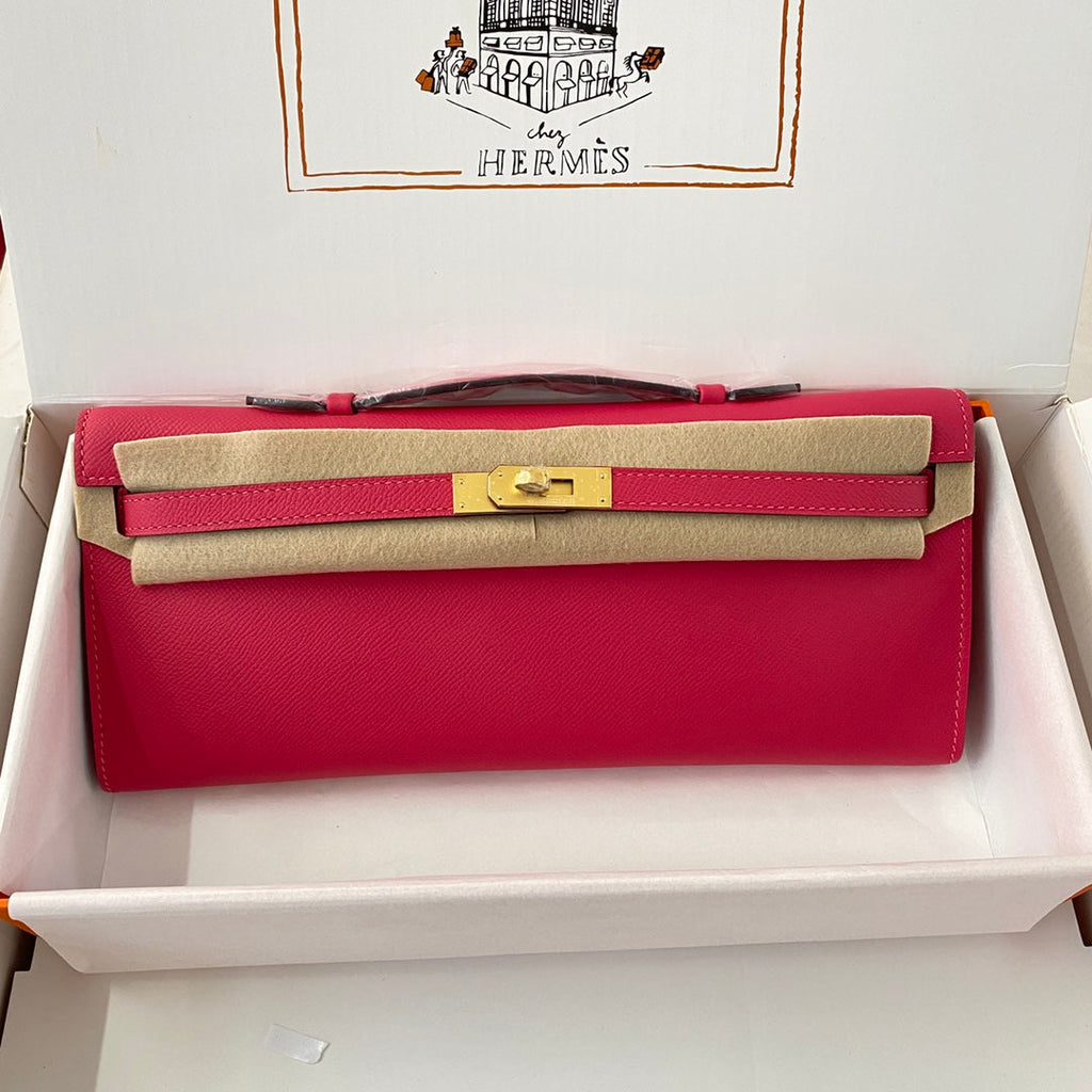 HM KELLY CUT 31 CUIR EPSOM ROSE CRAMY QUINCAILLERIE DORÉ 229060
