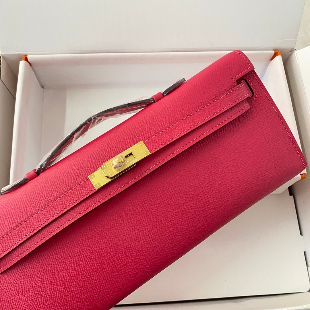 HM KELLY CUT 31 CUIR EPSOM ROSE CRAMY QUINCAILLERIE DORÉ 229060