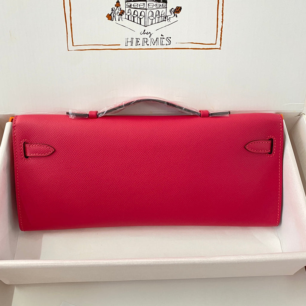 HM KELLY CUT 31 CUIR EPSOM ROSE CRAMY QUINCAILLERIE ARGENTÉE 229061