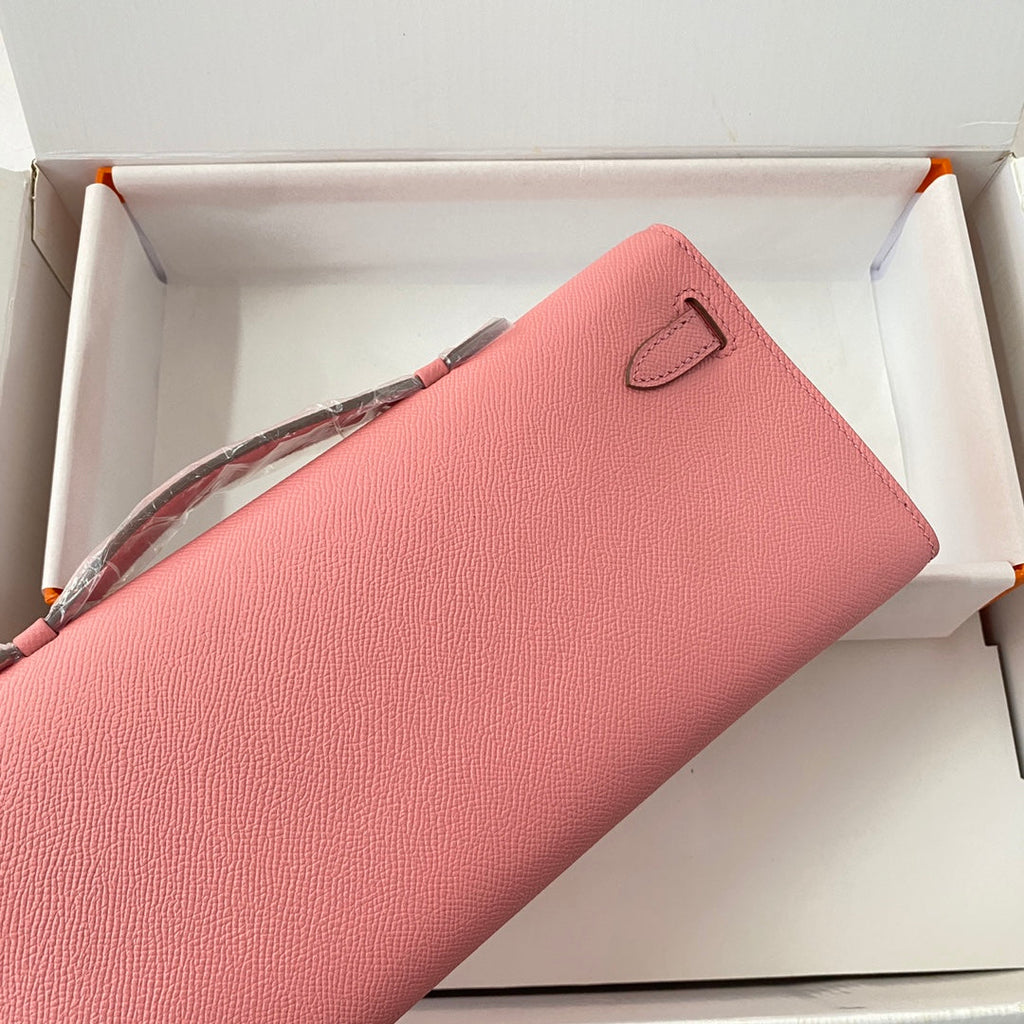 HM KELLY CUT 31 ROSE PASTEL CUIR EPSOM QUINCAILLERIE ARGENTÉE 229064