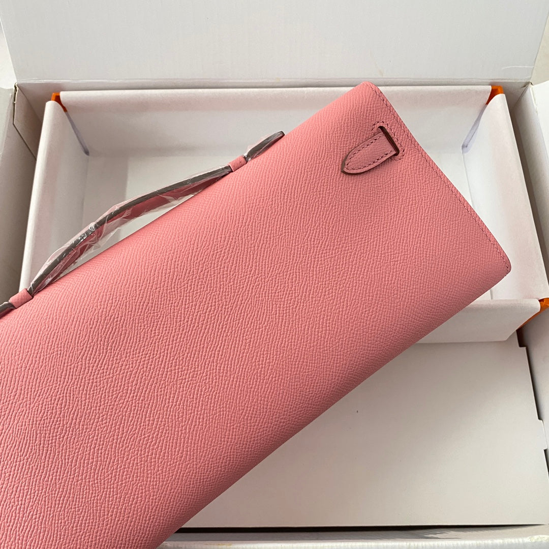 HM KELLY CUT 31 ROSE PASTEL CUIR EPSOM QUINCAILLERIE DORÉ 229065