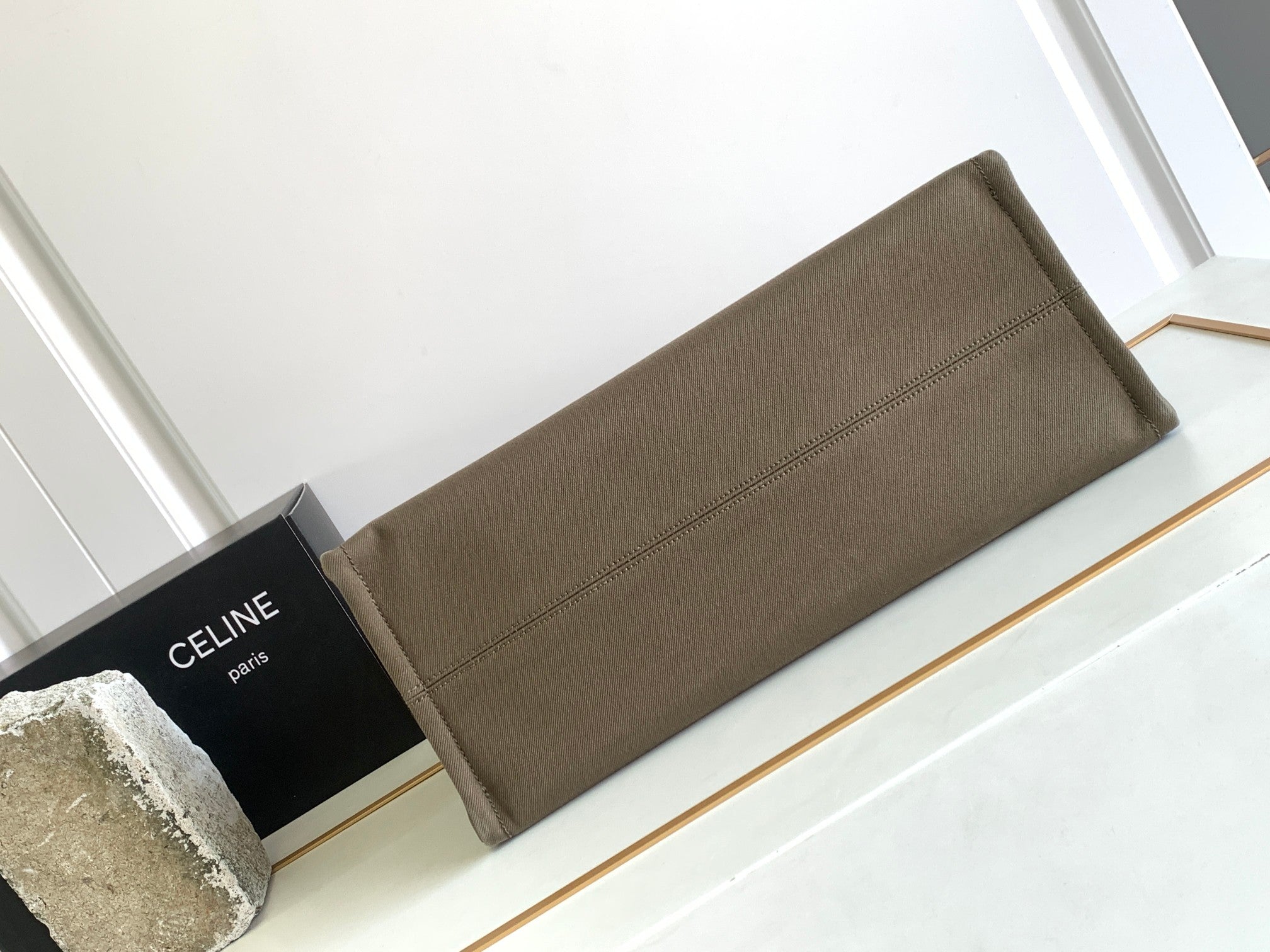 SAC CABAS EN TOILE MARRON FONCÉ 41 LOGO LETTRE