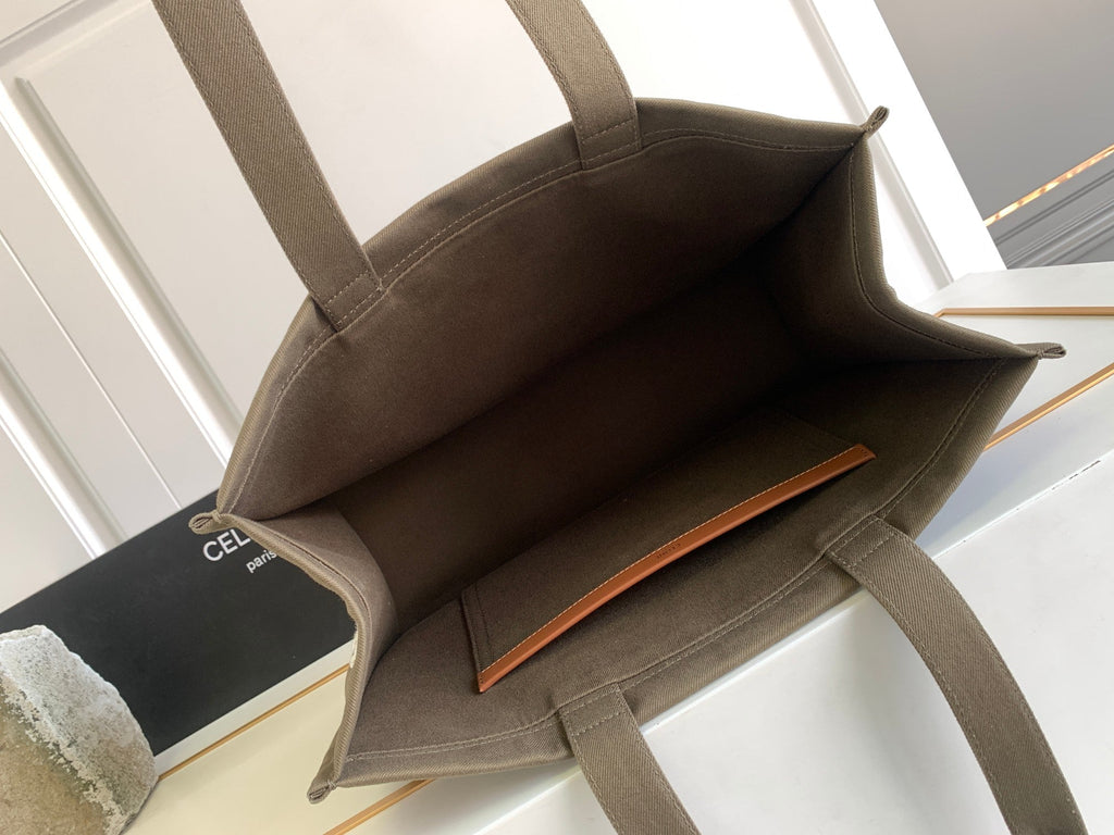 SAC CABAS EN TOILE MARRON FONCÉ 41 LOGO LETTRE