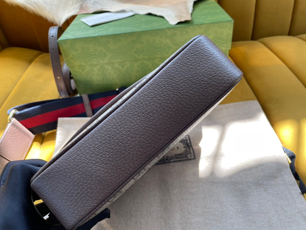 SAC GG OPHIDIA PETIT 23 EN TOILE SUPREME BEIGE ET ÉBÈNE