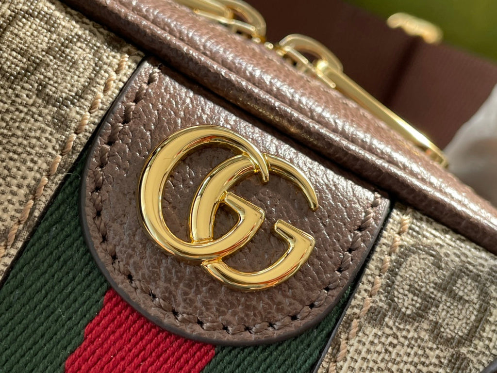 SAC À BANDOULIÈRE OPHIDIA GG SMALL 21 EN TOILE SUPRÊME BEIGE ET ÉBÈNE