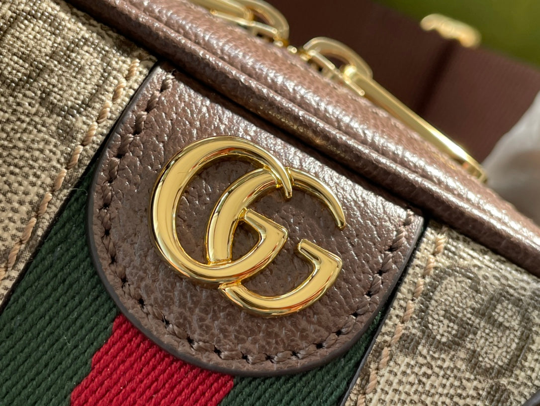 SAC À BANDOULIÈRE OPHIDIA GG SMALL 21 EN TOILE SUPRÊME BEIGE ET ÉBÈNE