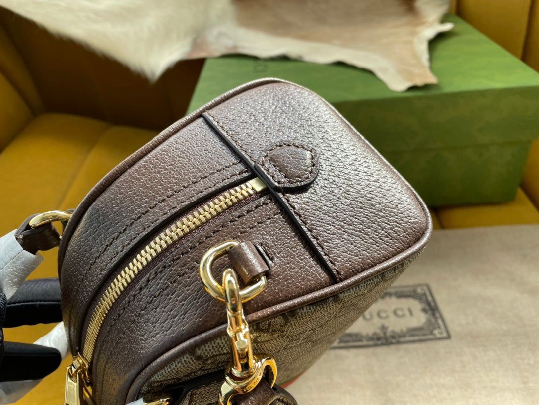SAC À BANDOULIÈRE OPHIDIA GG SMALL 21 EN TOILE SUPRÊME BEIGE ET ÉBÈNE