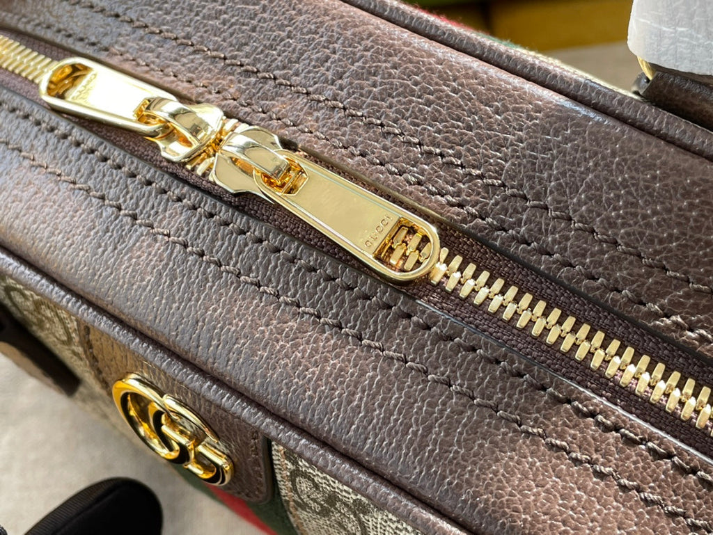 SAC À BANDOULIÈRE OPHIDIA GG SMALL 21 EN TOILE SUPRÊME BEIGE ET ÉBÈNE