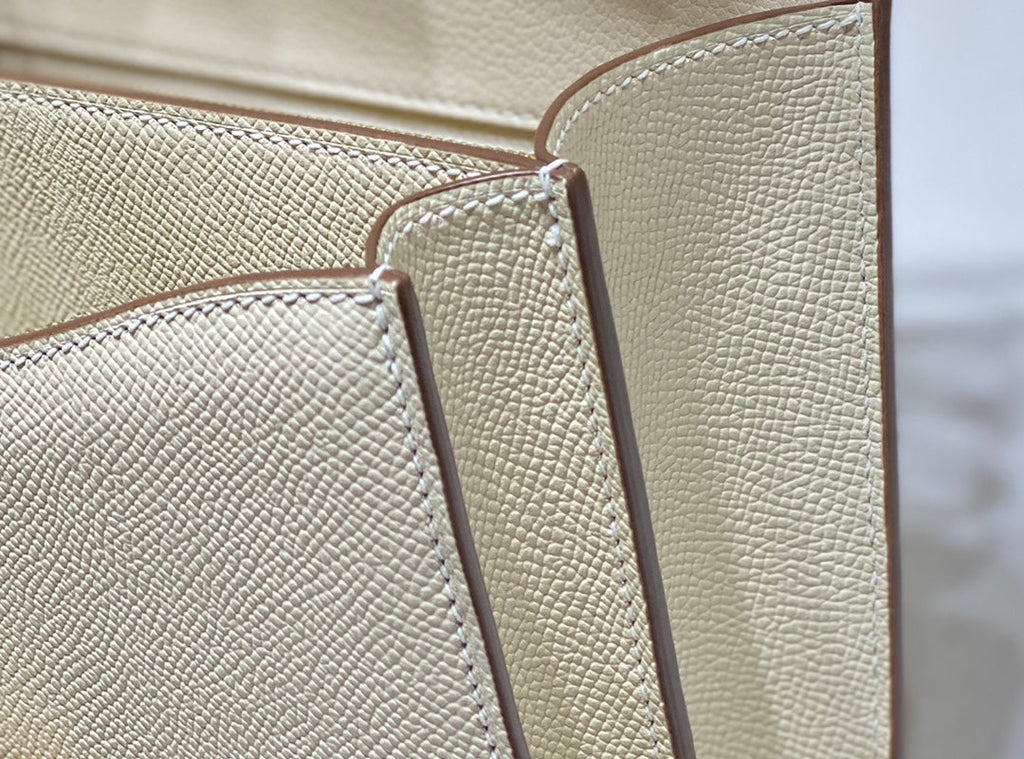 CONSTANCE 24 CUIR EPSOM BLANC QUINCAILLERIE ARGENTÉE