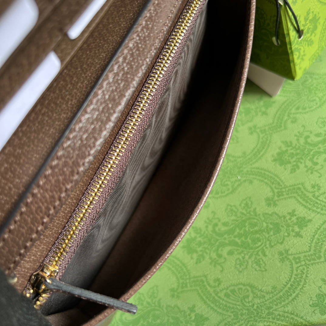 MINI SAC 19 OPHIDIA EN CUIR DE VEAU MARRON ET TOILE BEIGE