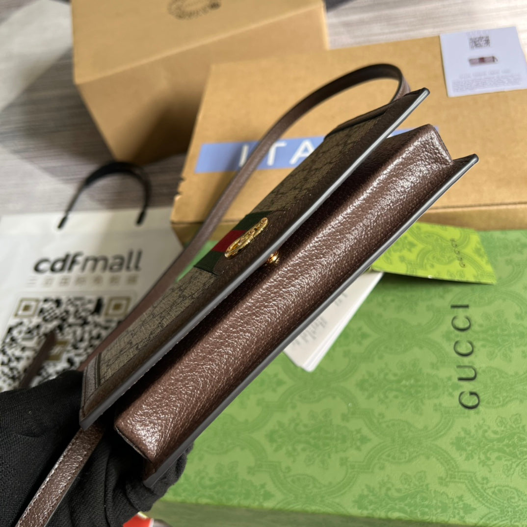 MINI SAC 19 OPHIDIA EN CUIR DE VEAU MARRON ET TOILE BEIGE