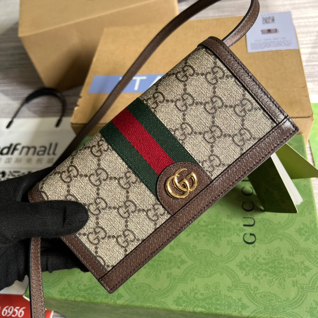 MINI SAC 19 OPHIDIA EN CUIR DE VEAU MARRON ET TOILE BEIGE