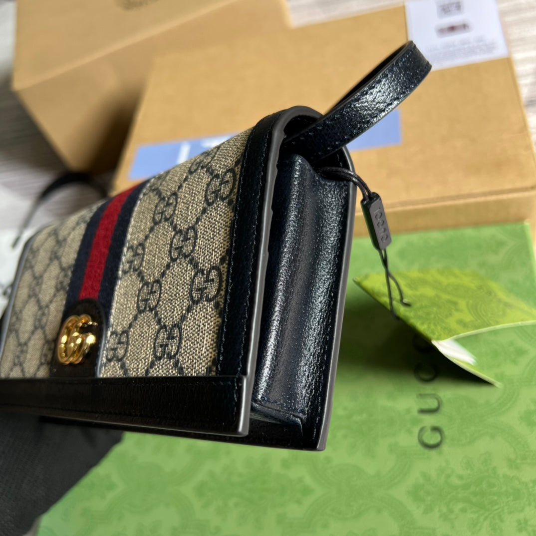 MINI SAC 19 OPHIDIA EN CUIR DE VEAU NOIR ET TOILE BEIGE