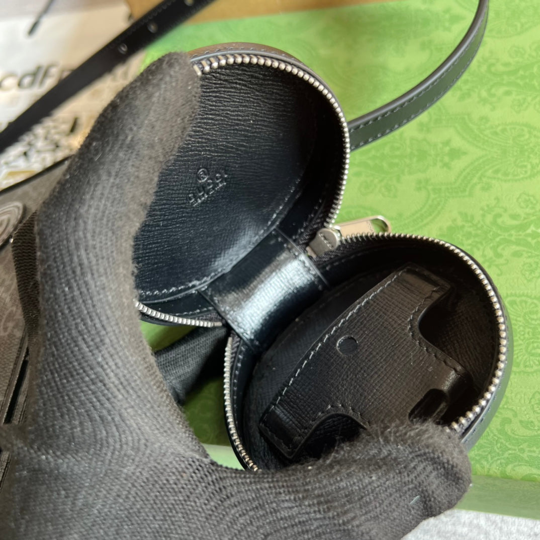 MINI SAC 17 EN CUIR DE VEAU NOIR ET TOILE