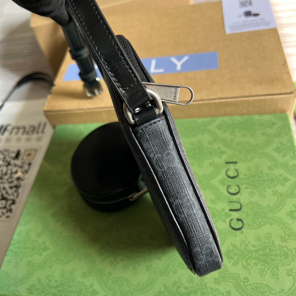 MINI SAC 17 EN CUIR DE VEAU NOIR ET TOILE