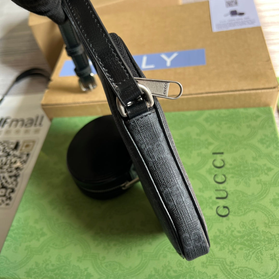 MINI SAC 17 EN CUIR DE VEAU NOIR ET TOILE