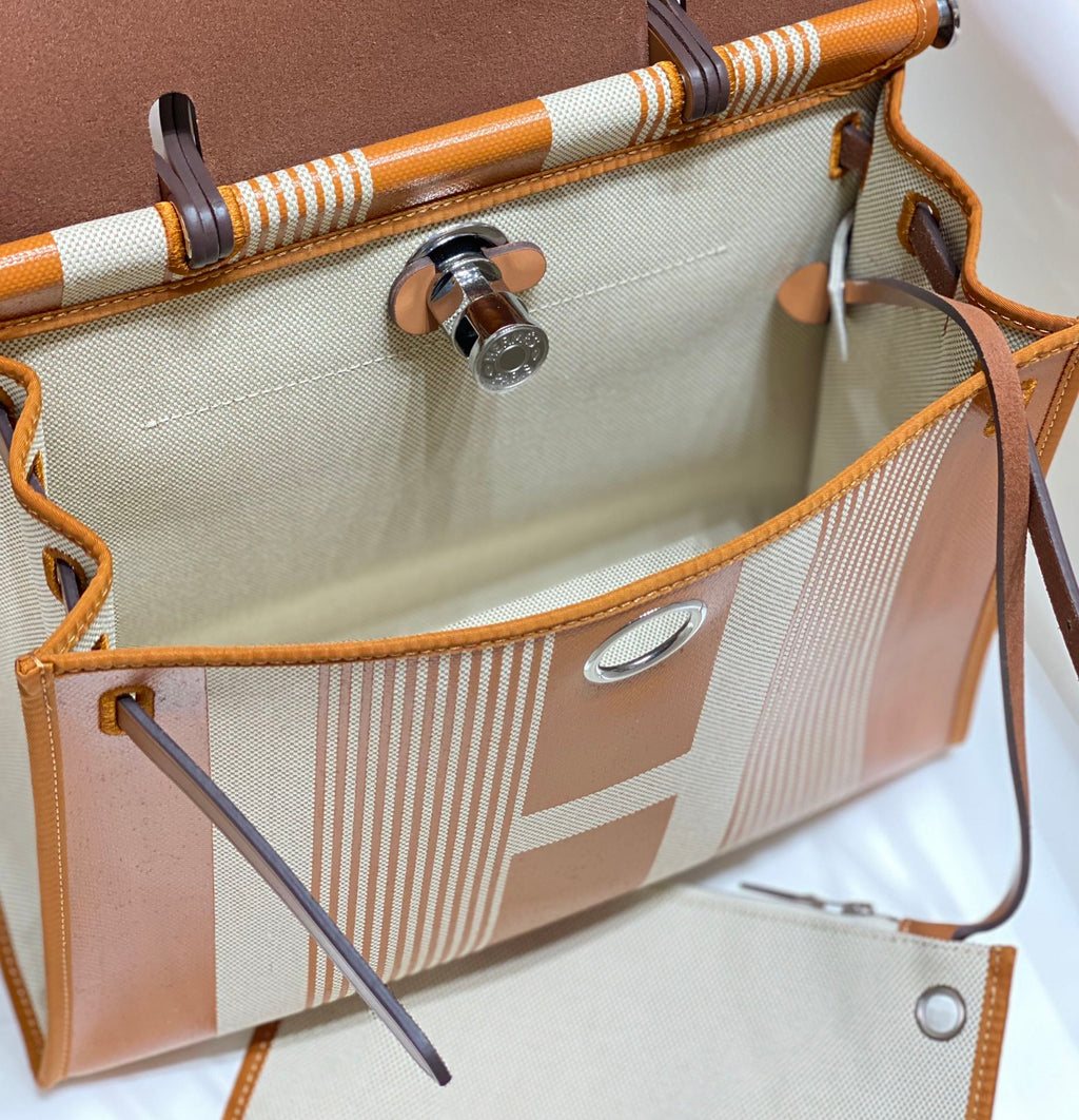 ハーブバッグ 31 トワル ホワイトゴールド キャンバス ゴールド 牛革