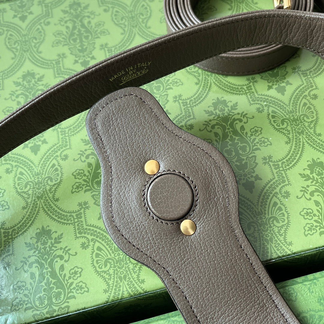 SAC À BANDOULIÈRE MOYEN 39 EN CUIR DE VEAU CAFÉ QUINCAILLERIE DORÉ
