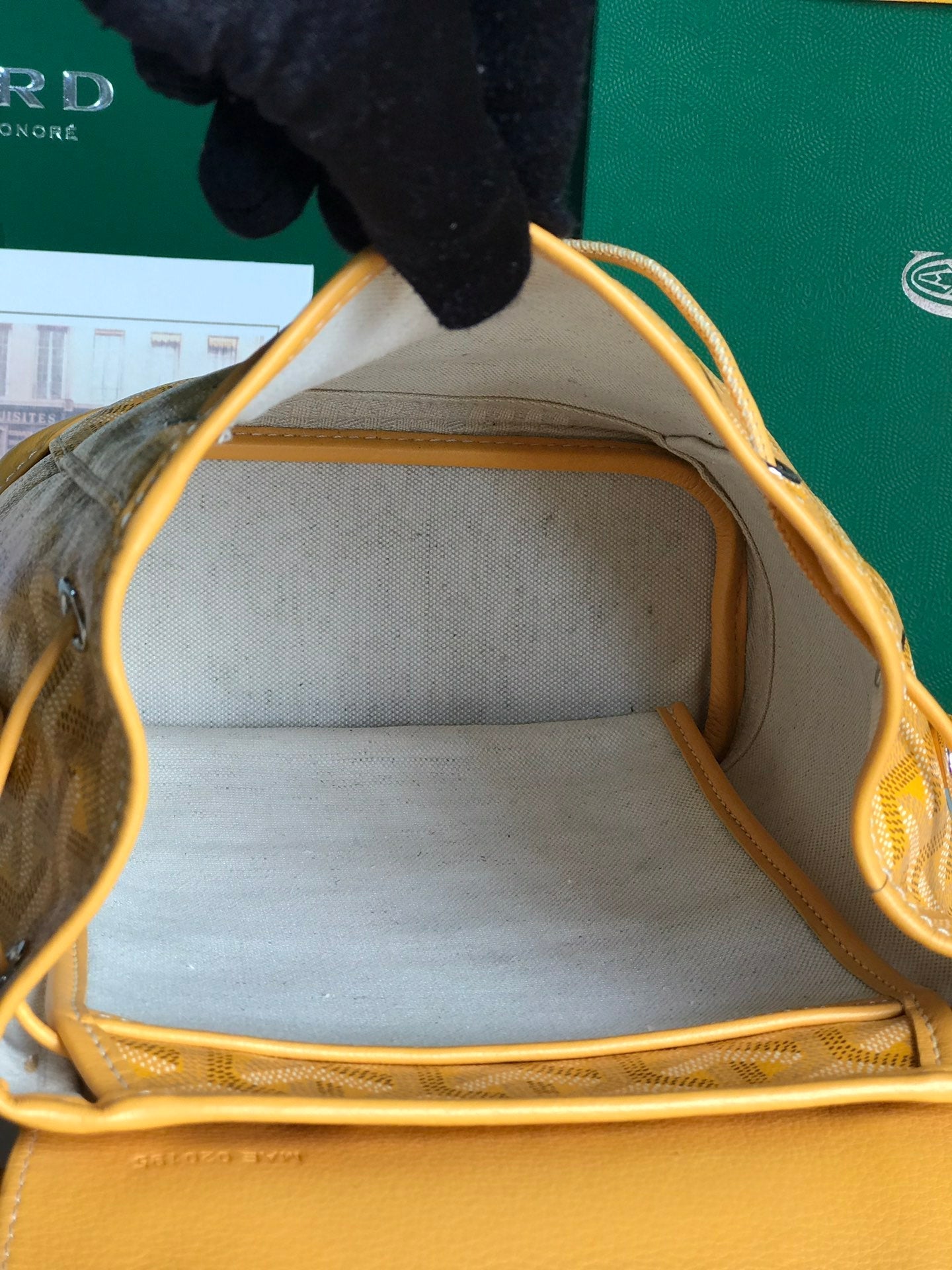 MINI SAC À DOS ALPIN 21 EN CUIR D'AGNEAU JAUNE ET TOILE GOYARDINE