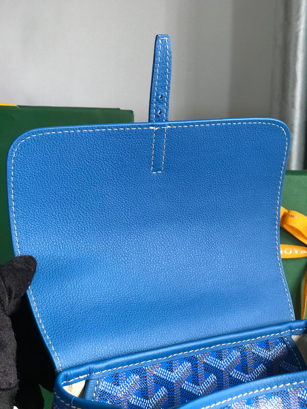 MINI SAC À DOS ALPIN 21 EN CUIR D'AGNEAU BLEU SAPHIR ET TOILE GOYARDINE