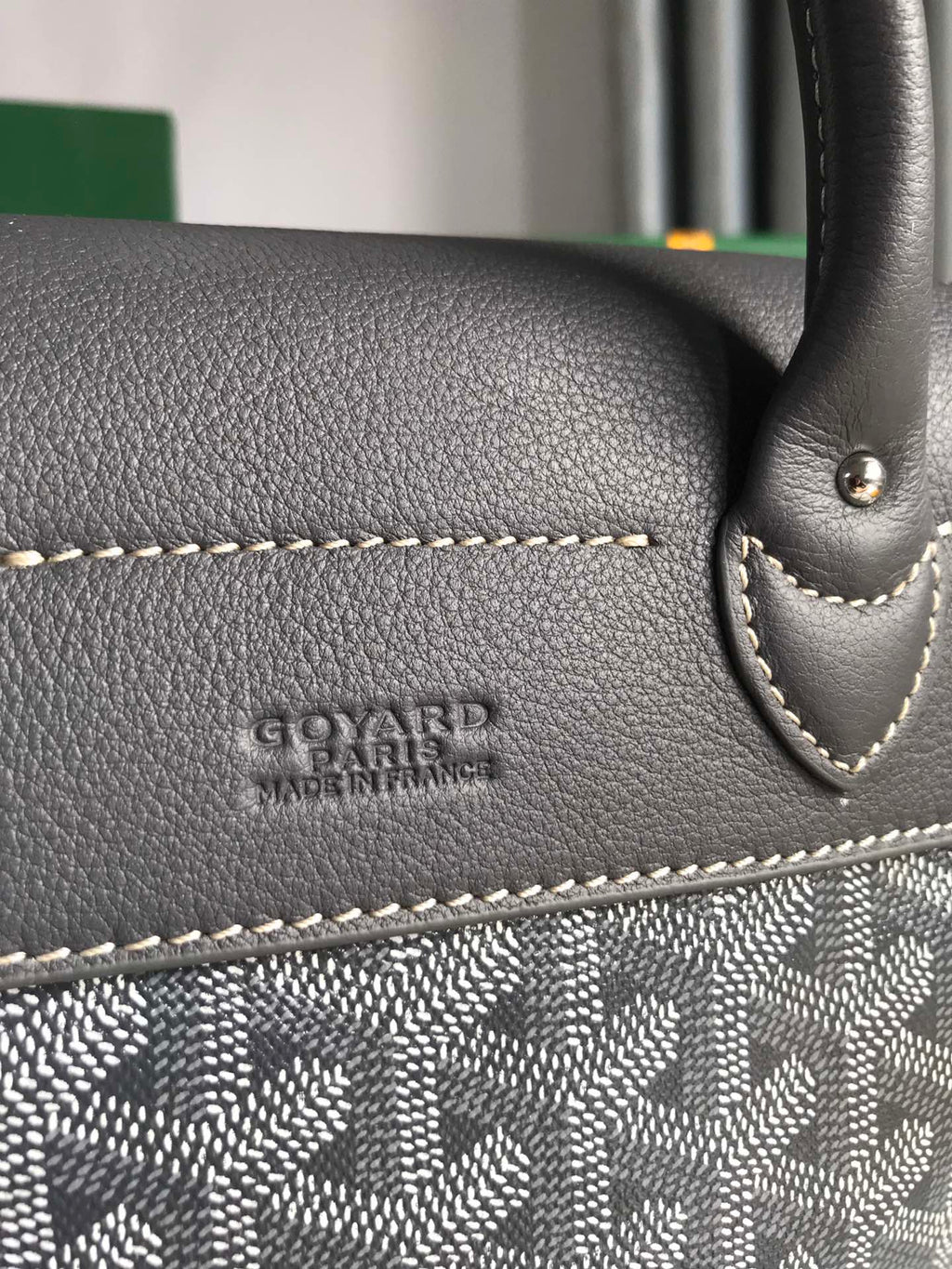SAC À DOS ALPIN MINI 21 EN CUIR D'AGNEAU GRIS ET TOILE GOYARDINE