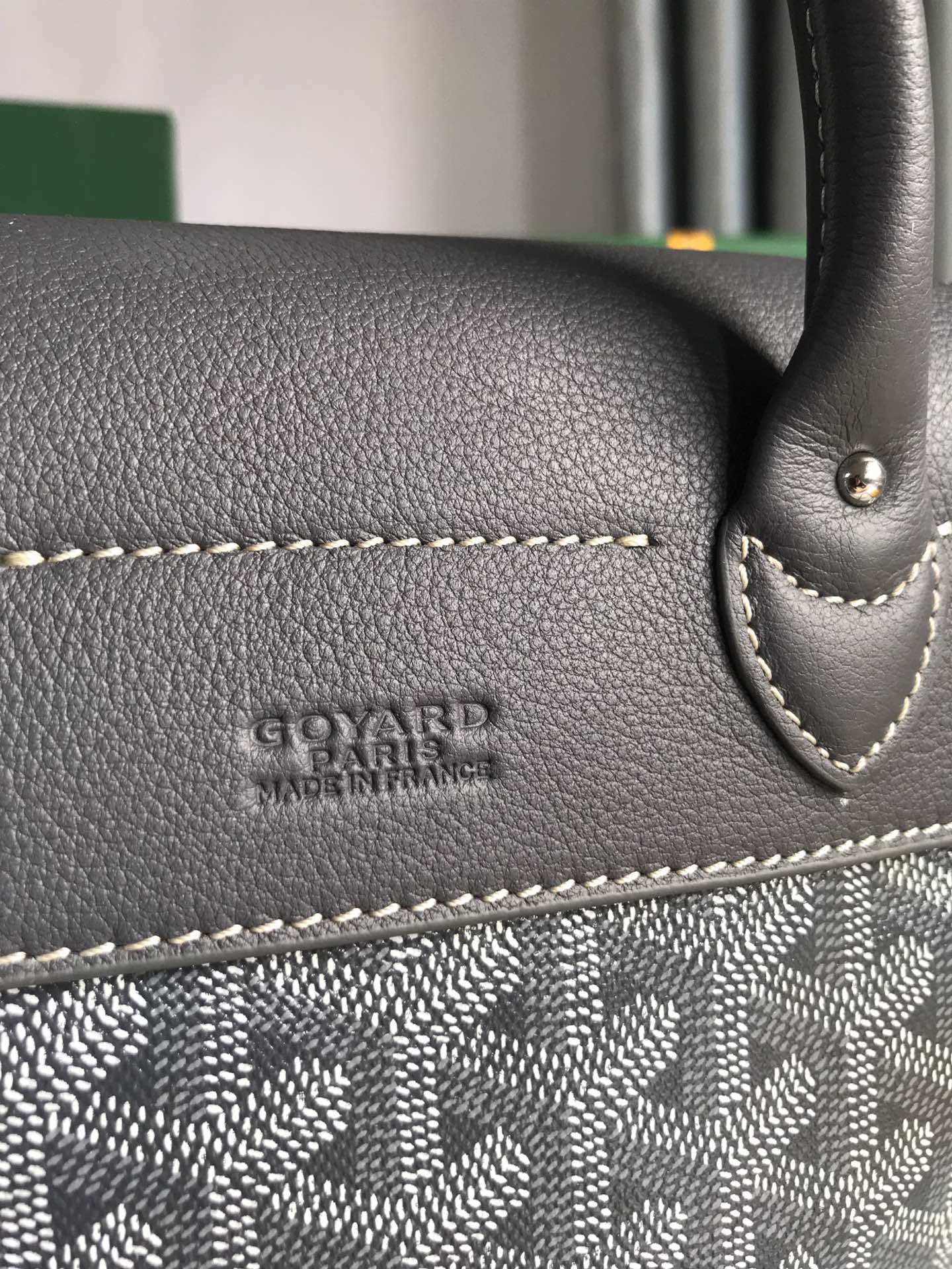 SAC À DOS ALPIN MINI 21 EN CUIR D'AGNEAU GRIS ET TOILE GOYARDINE