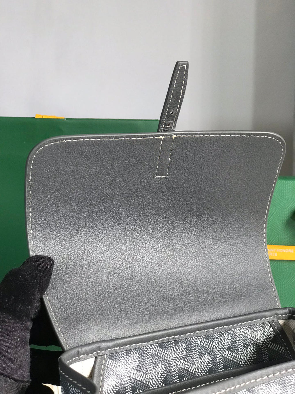 SAC À DOS ALPIN MINI 21 EN CUIR D'AGNEAU GRIS ET TOILE GOYARDINE