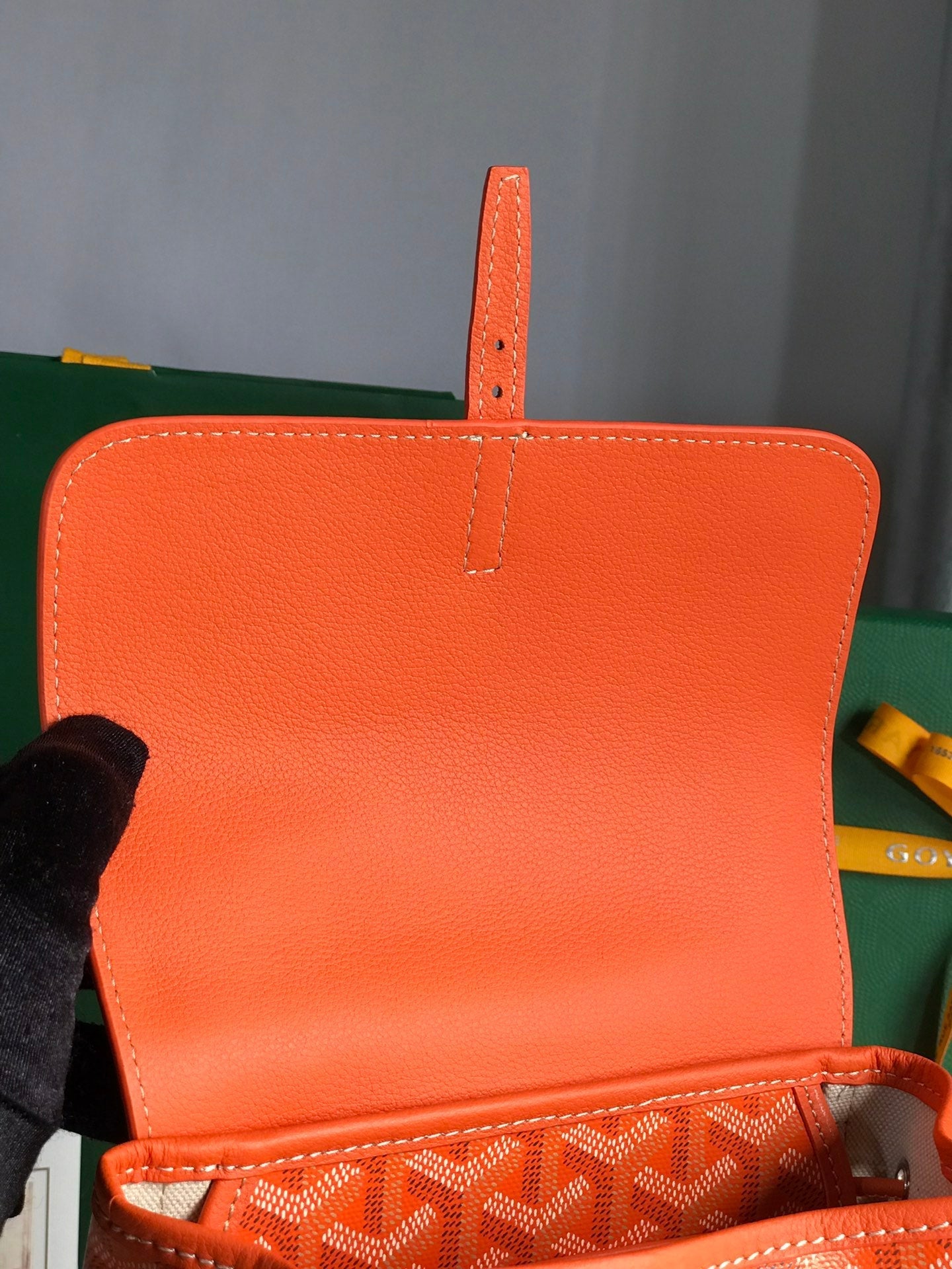 SAC À DOS ALPIN MINI 21 EN AGNEAU ORANGE ET TOILE GOYARDINE