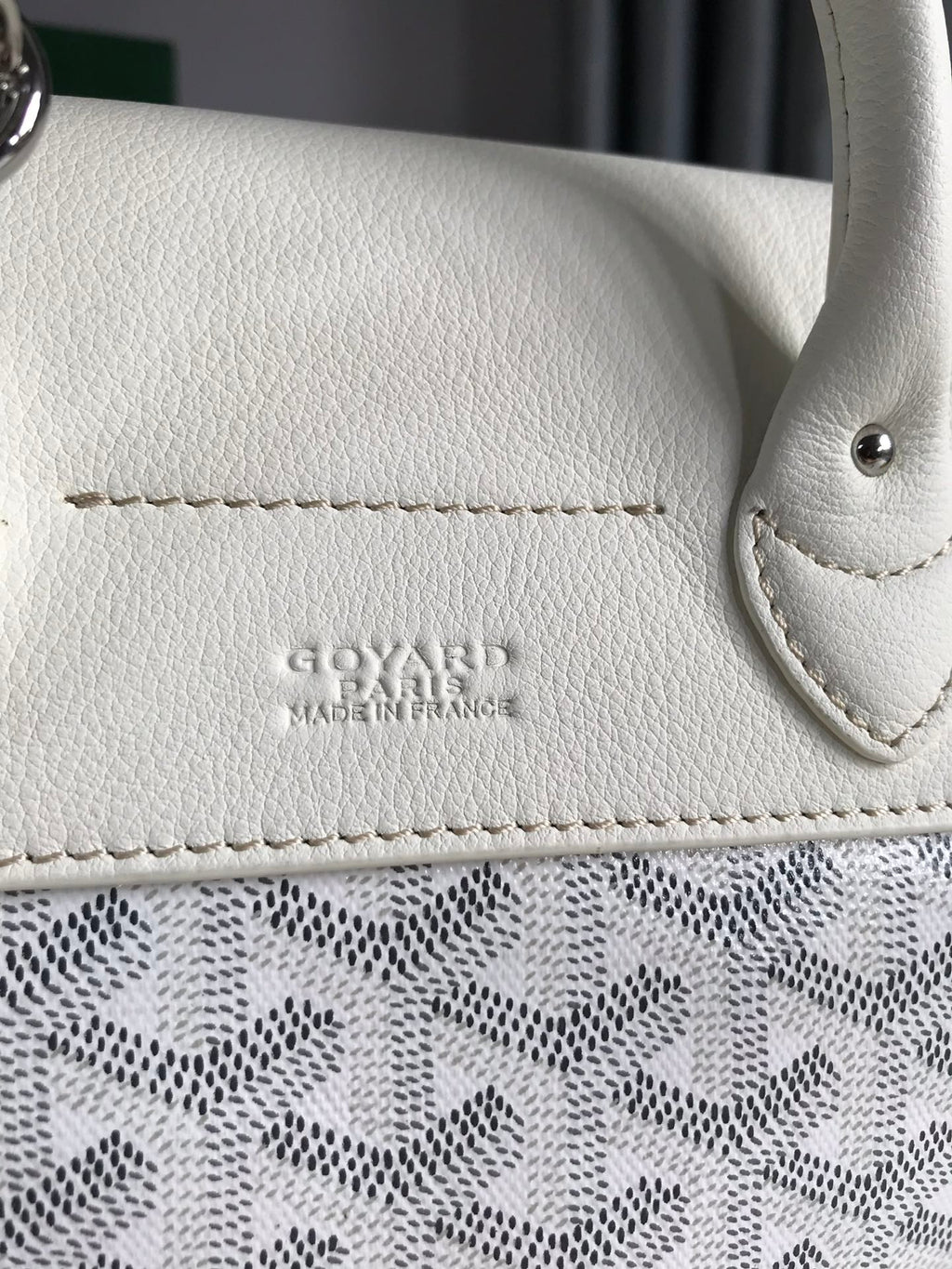 SAC À DOS ALPIN MINI 21 EN CUIR D'AGNEAU BLANC ET TOILE GOYARDINE