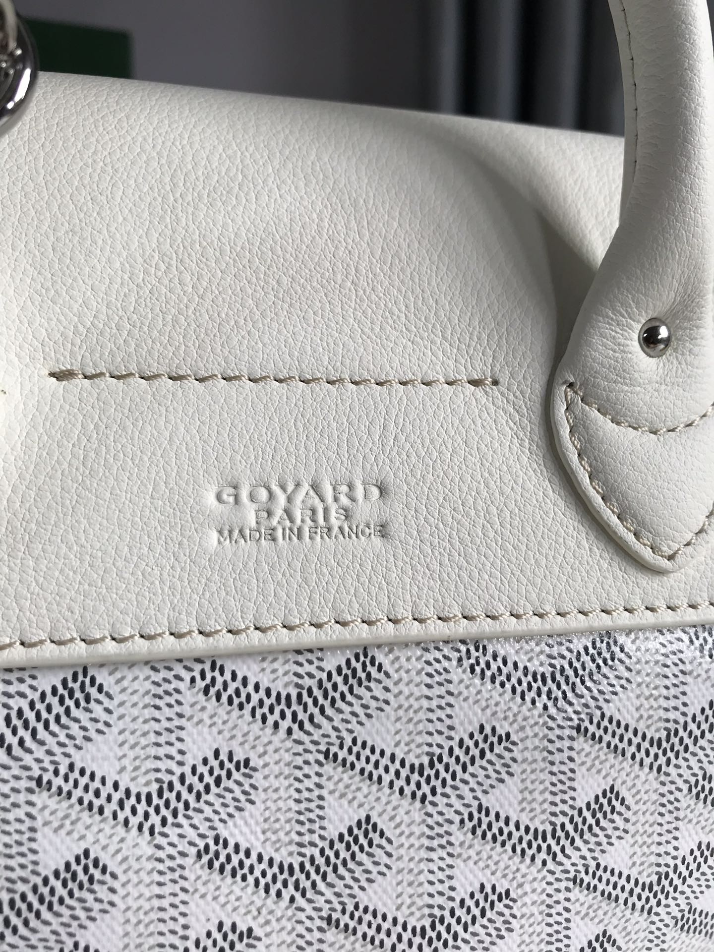 SAC À DOS ALPIN MINI 21 EN CUIR D'AGNEAU BLANC ET TOILE GOYARDINE