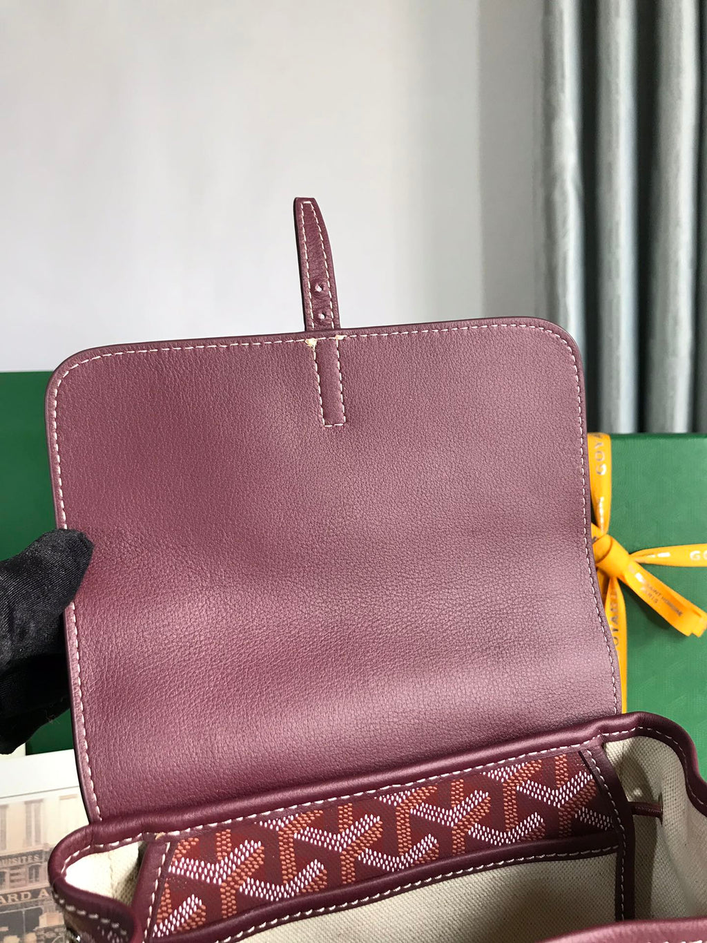 SAC À DOS ALPIN MINI 21 EN CUIR D'AGNEAU ROUGE VIN ET TOILE GOYARDINE
