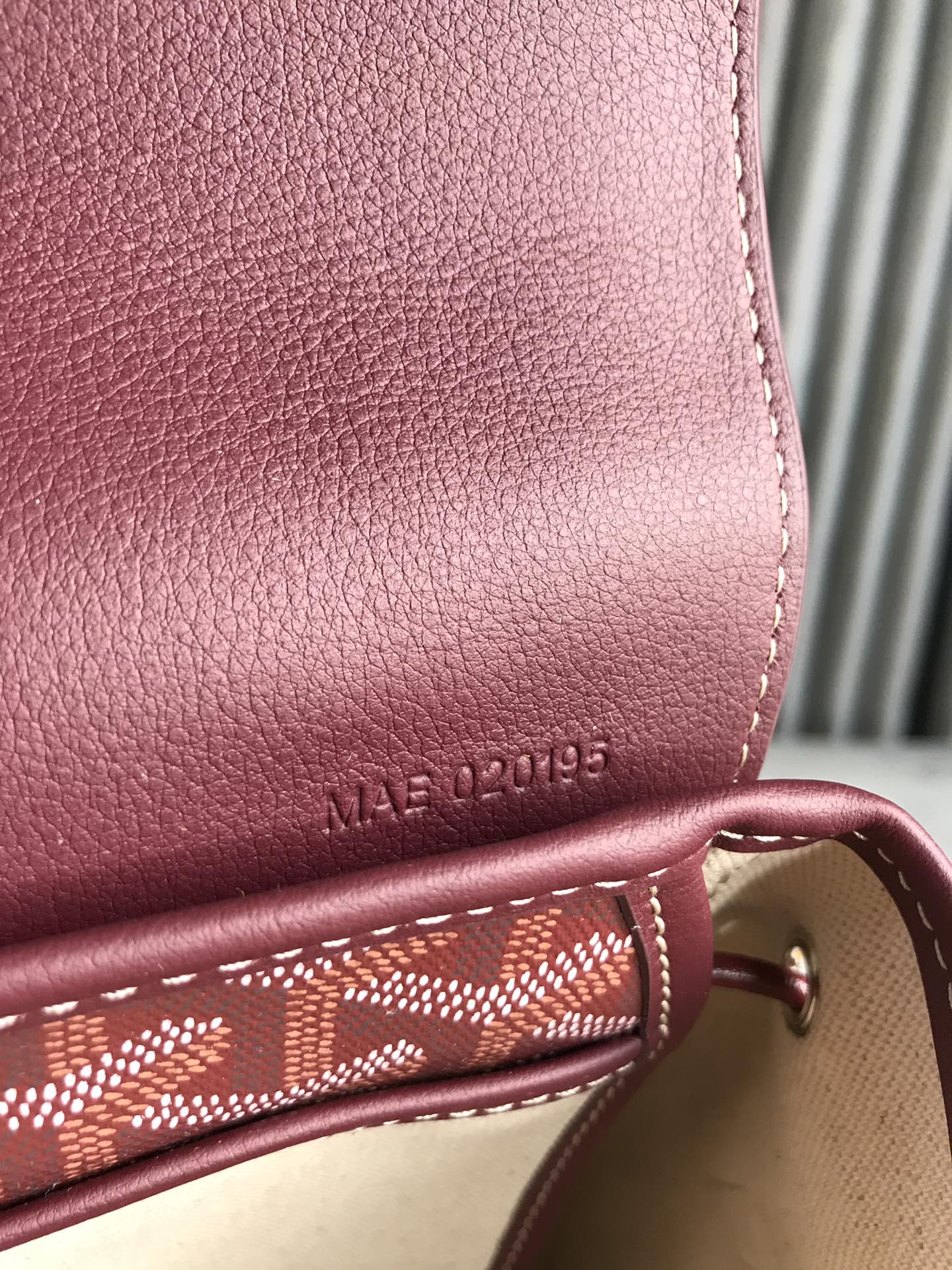 SAC À DOS ALPIN MINI 21 EN CUIR D'AGNEAU ROUGE VIN ET TOILE GOYARDINE
