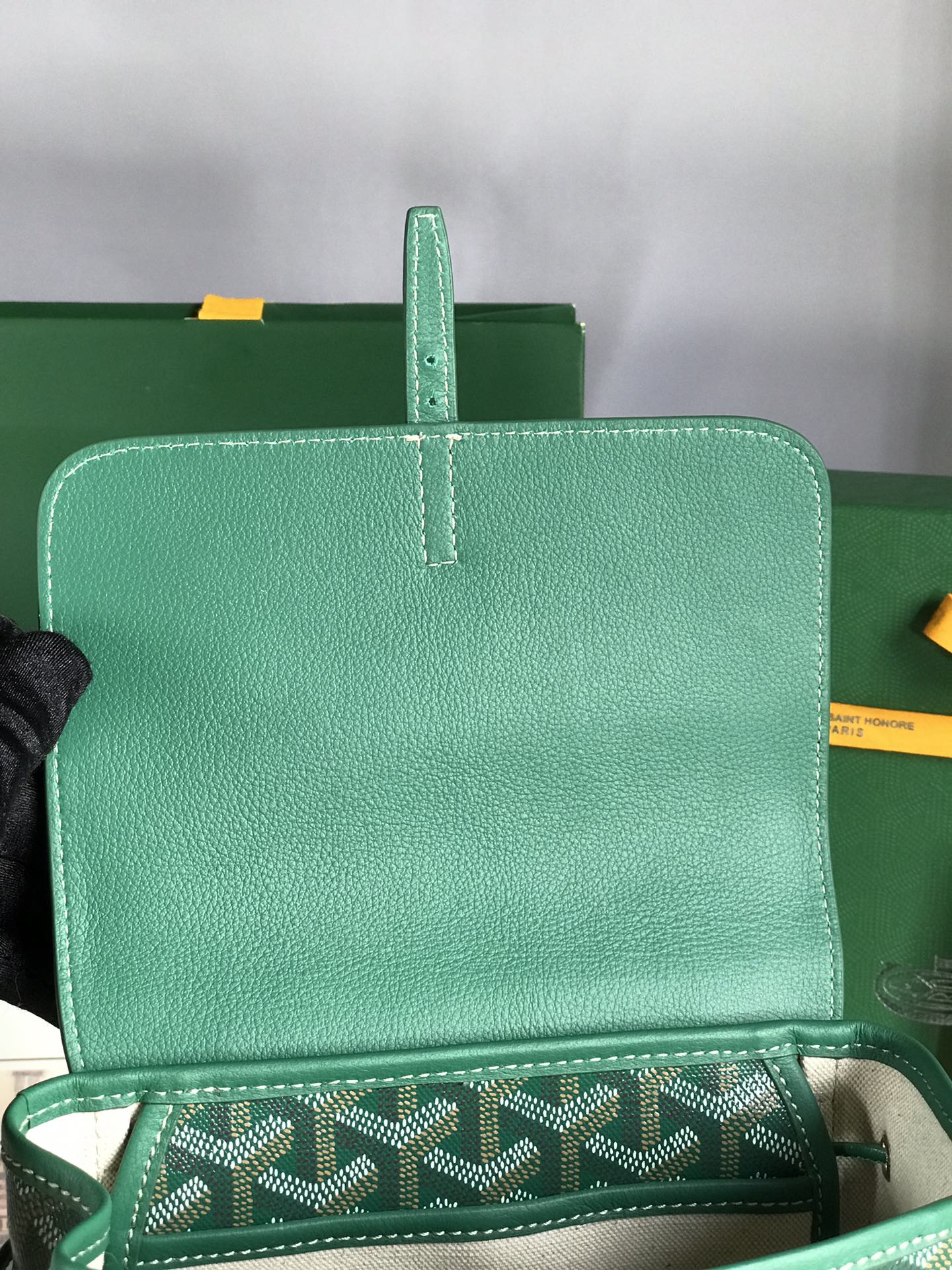 MINI SAC À DOS ALPIN 21 EN CUIR D'AGNEAU VERT ET TOILE GOYARDINE