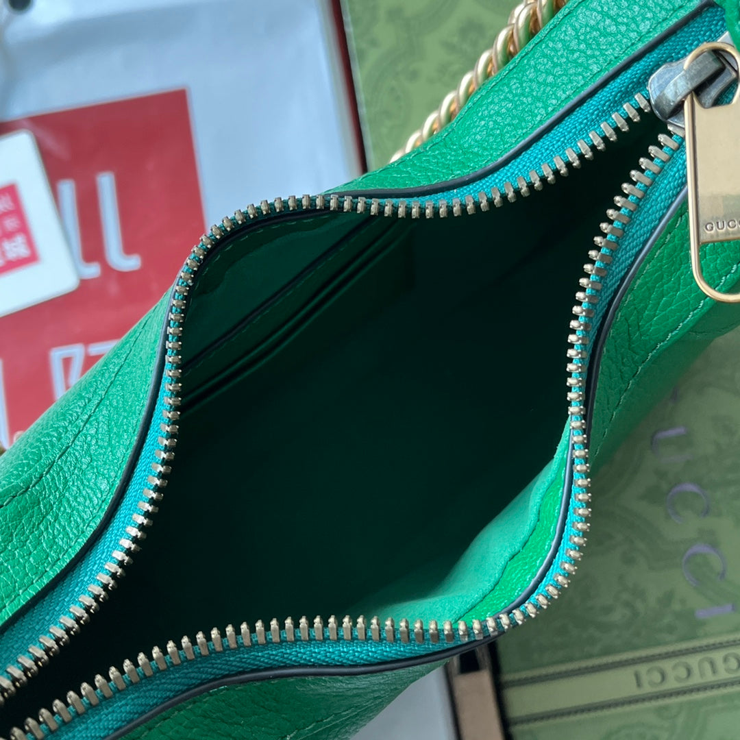ショルダーバッグ 25インチ グリーン カーフスキン ゴールド金具