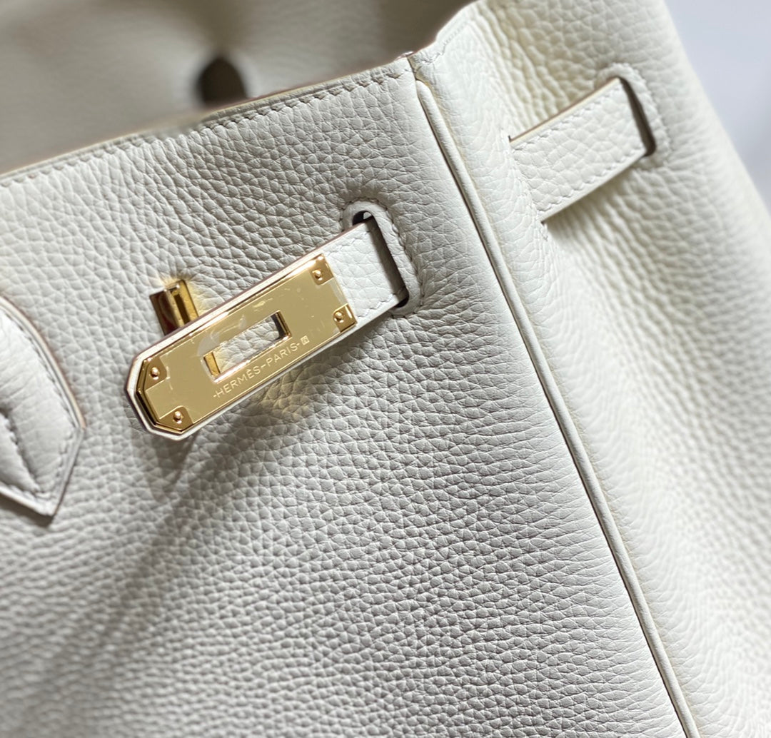 SAC HM BIRKIN 35 CM BLANC TOGO QUINCAILLERIE DORÉE
