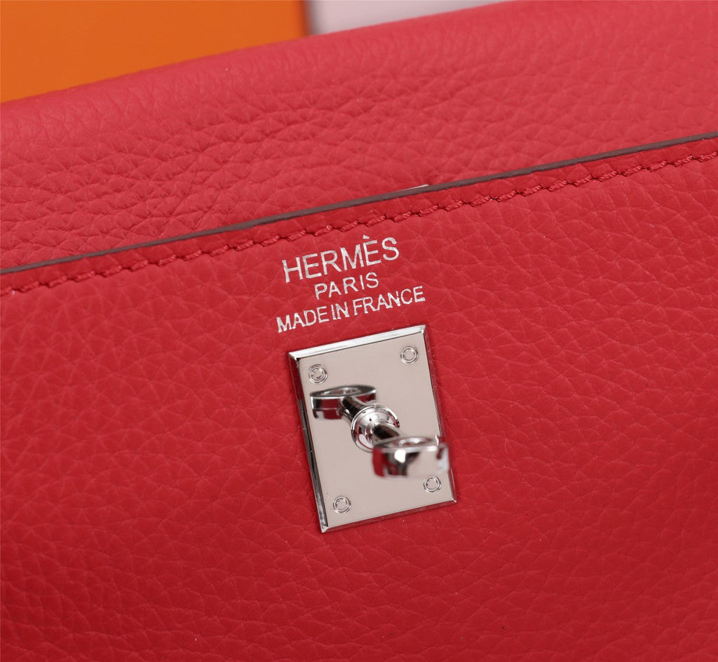 SAC HM KELLY 25 ROUGE TOGO QUINCAILLERIE ARGENTÉE