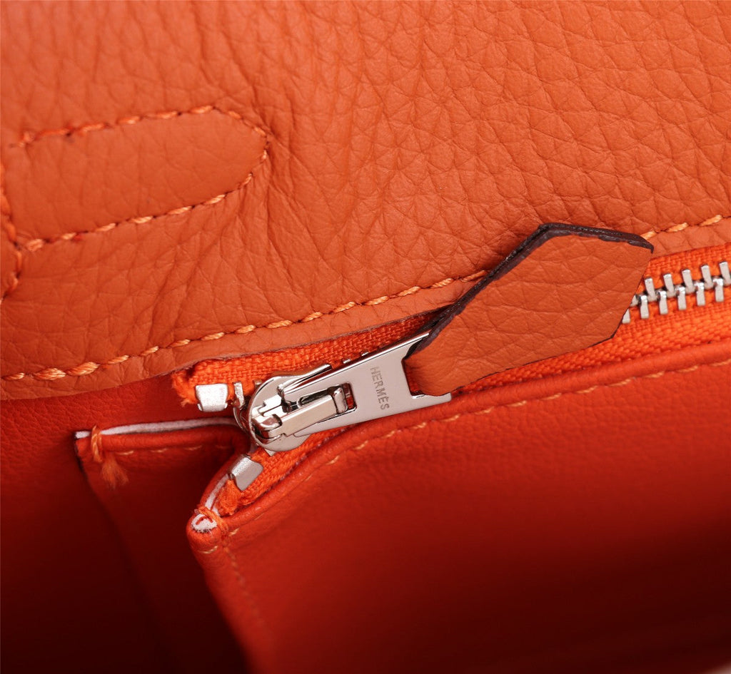 SAC HM KELLY 25 ORANGE TOGO QUINCAILLERIE ARGENTÉE