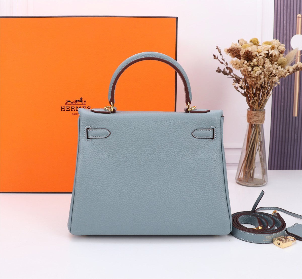 SAC HM KELLY 25 GRIS TREMPÉ TOGO QUINCAILLERIE OR