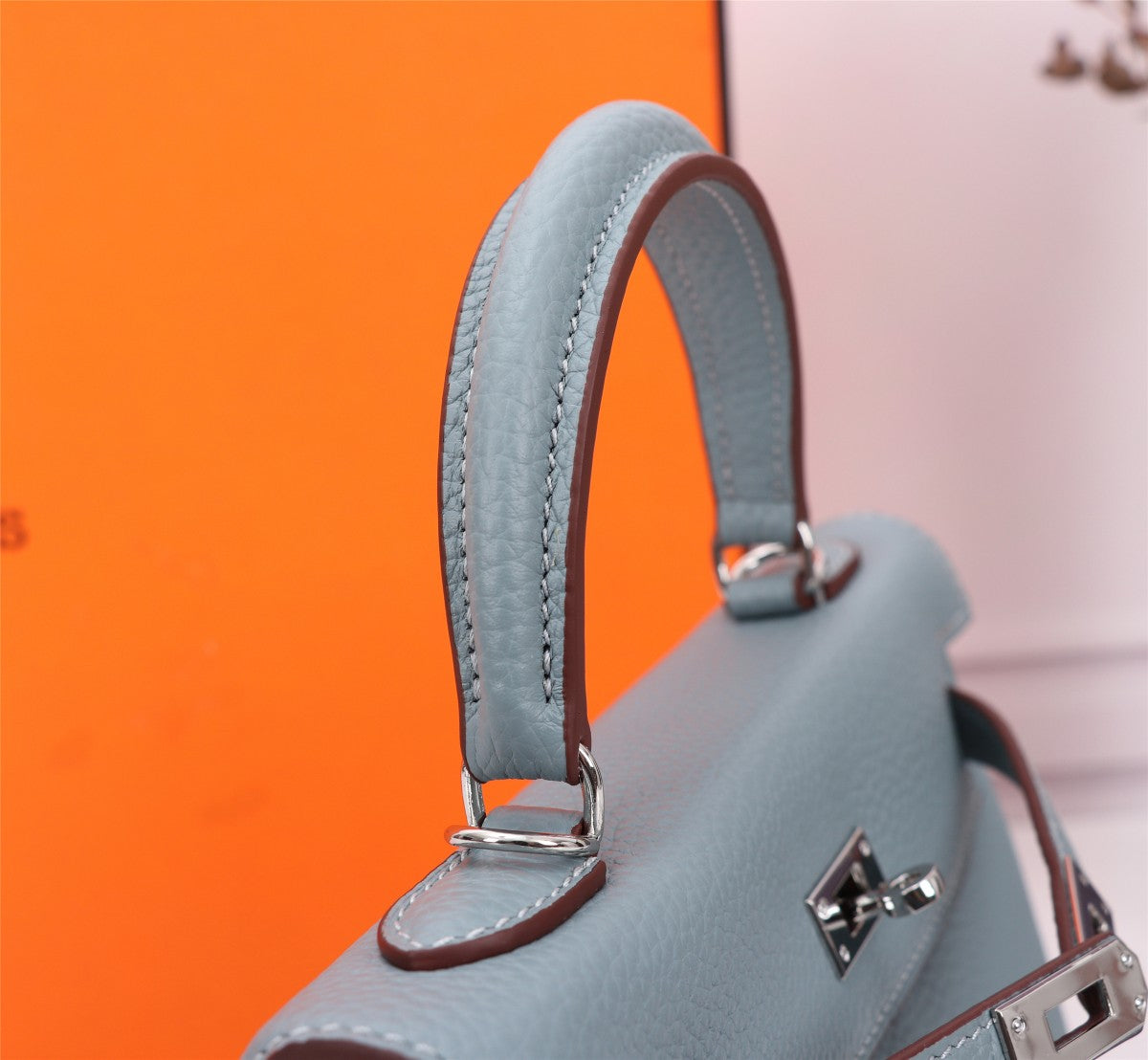 SAC HM KELLY 28 GRIS TREMPÉ TOGO QUINCAILLERIE ARGENTÉE