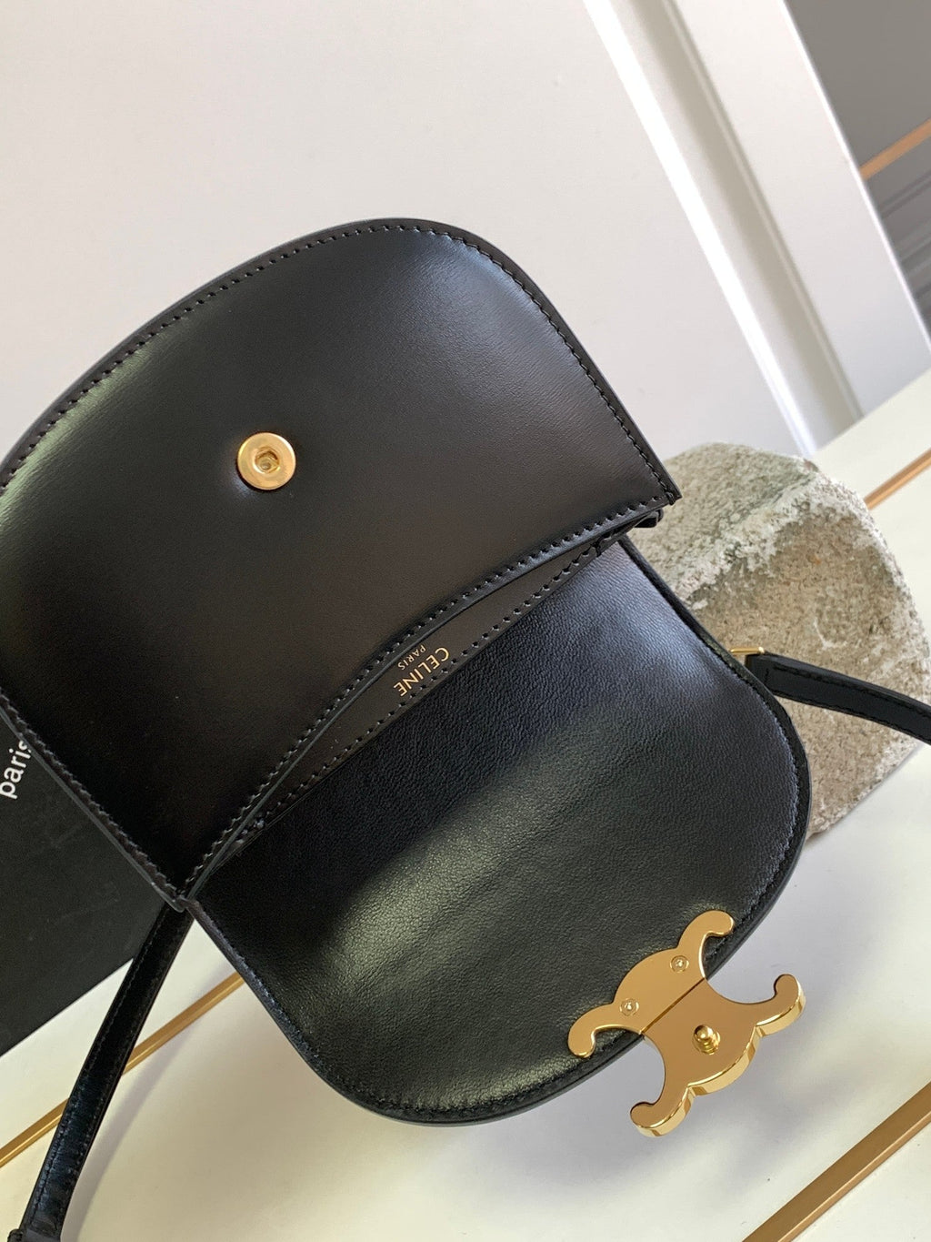 BESACE CHAÎNE ADOLESCENT TRIOMPHE 15,5 CM CUIR DE VEAU NOIR