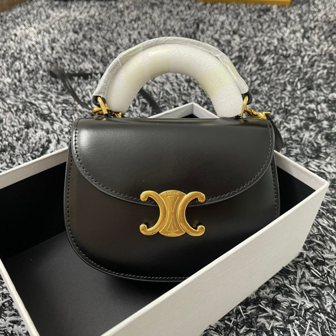 BESACE TRIPHOME 17 CUIR DE VEAU NOIR